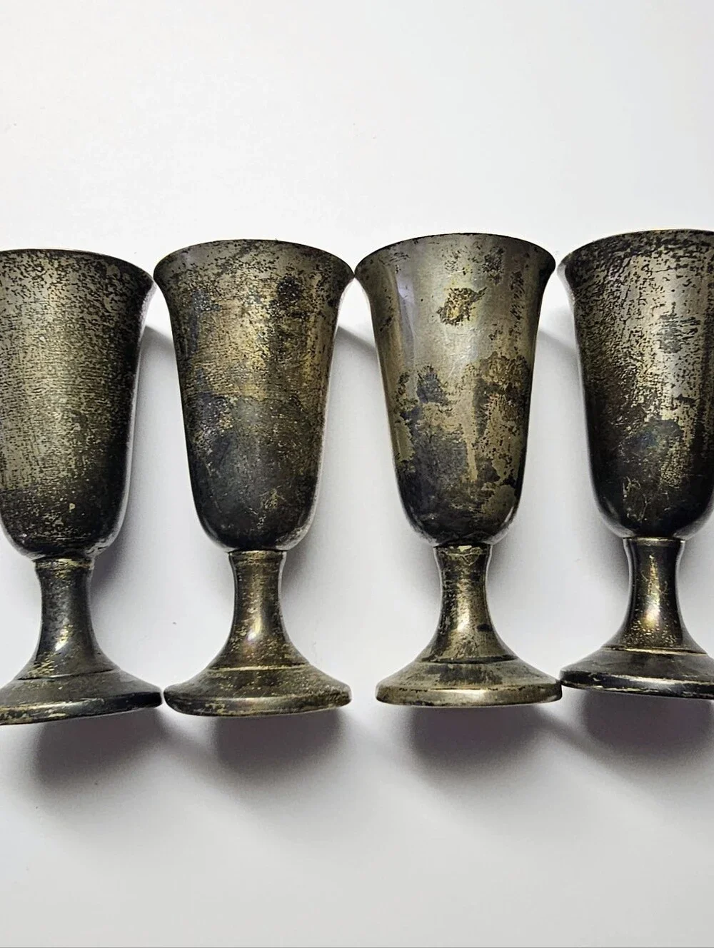 Set Of Four Vintage Wallace Sterling Silver, .925 #12 Cordial, Shot Glasses